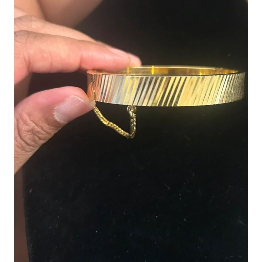 Vintage W. Germany Gold-Tone Striped Bangle Bracelet